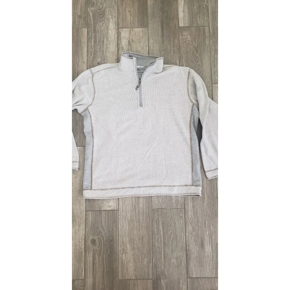 Tommy Bahama Jean 1/4 Zip Sweater Men Large Reversible Neutral Tone Long Sleeve - Picture 4 of 12